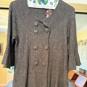 Gray Knit Button-Up Cardigan